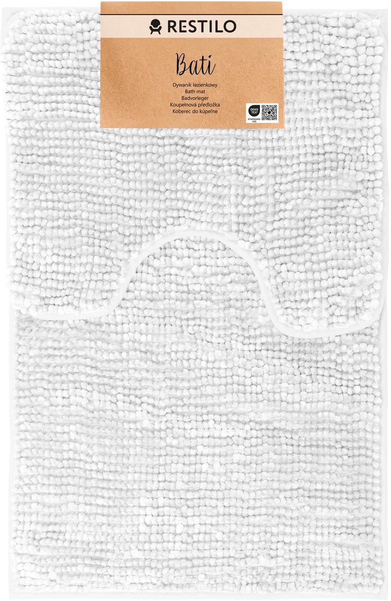 SnelShoppen - Badmatten Set 2-delig 50x80 cm + 40x50 cm Antislip en Waterabsorberend Badkamertapijt Extra Zacht Wit Bati voor Badkamer en Toilet