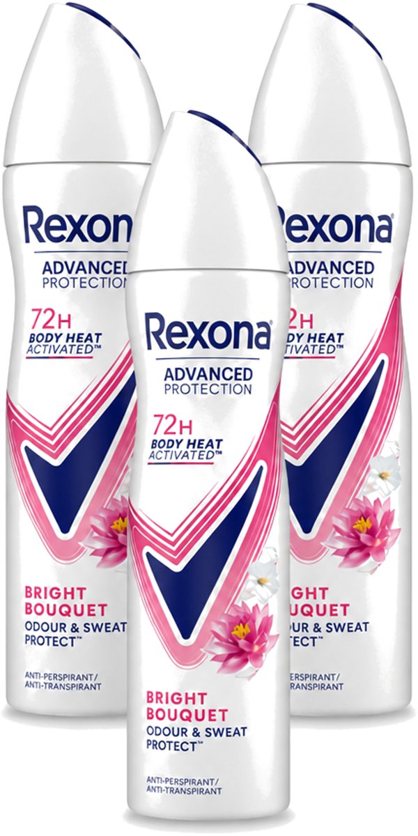 3 x Rexona – Deodorant Spray – Advanced Protection Bright Bouquet – 150 ml - Voordeelverpakking - 3 stuks