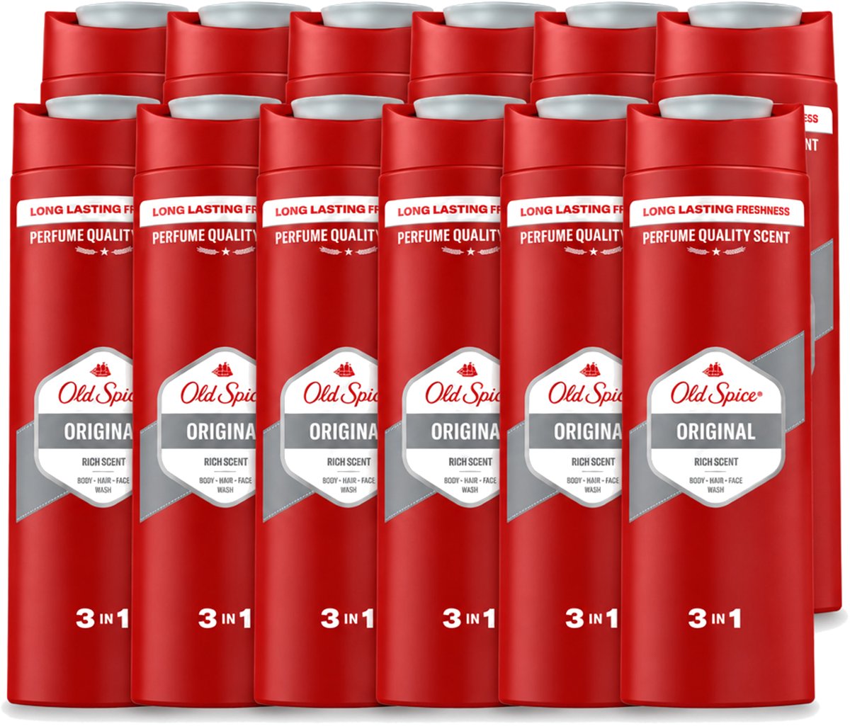 12 x Old Spice - Original - Douchegel 3-in-1 - Reinigt, Verfrist & Verzorgt - 400 ml - Voordeelverpakking - 12 stuks