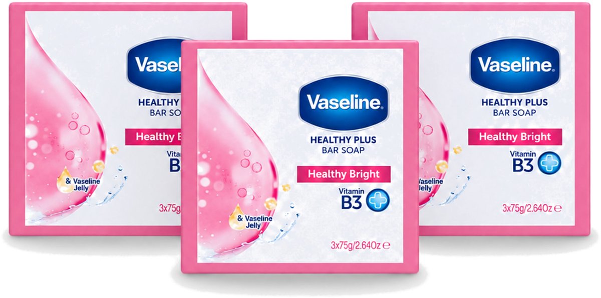 3 x Vaseline - Healthy Bright - Zeeptablet - Reinigend & Verzorgend - 3x75 ml - Voordeelverpakking - 3 stuks