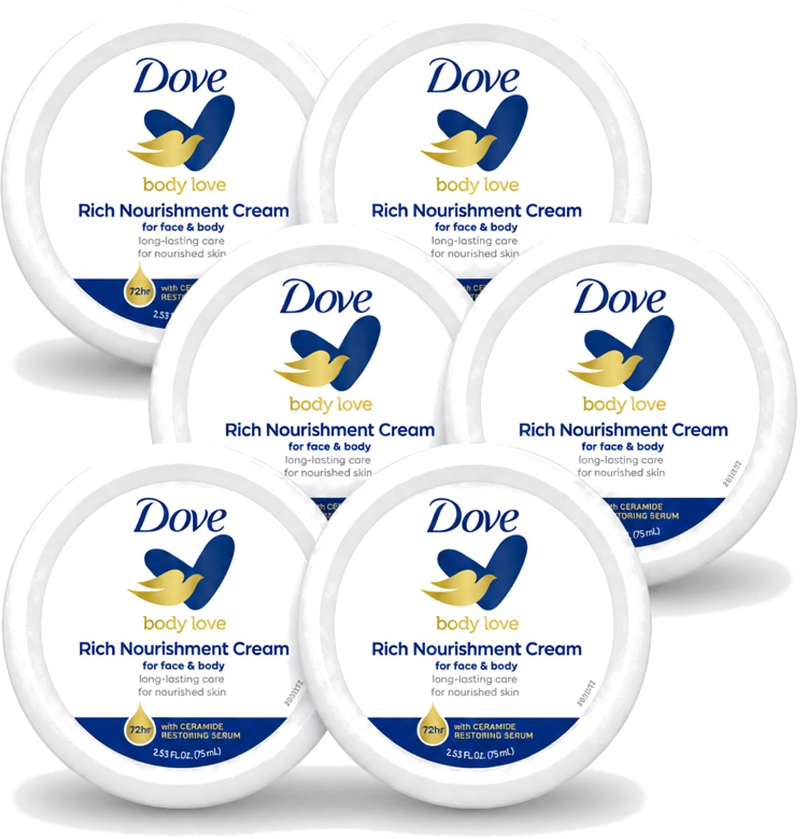 6 x Dove – Bodycrème – Rich Nourishment – 75 ml - Voordeelverpakking - 6 stuks