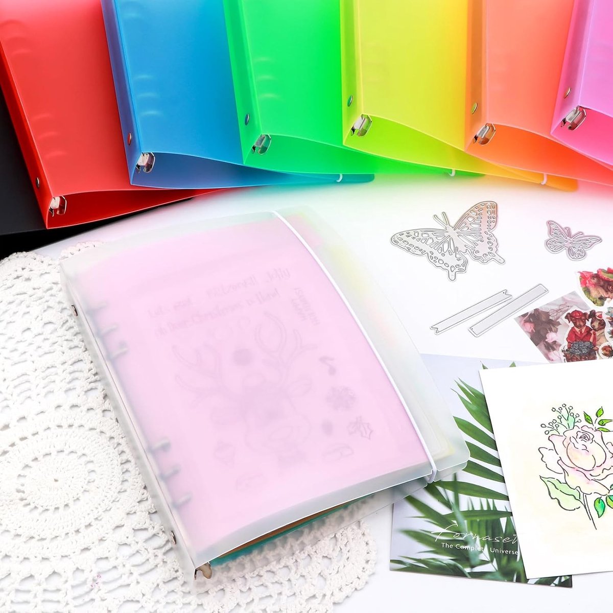 Set van 8 Stuks A5 6-Ring Binder Hoesjes - Transparant Zacht PVC voor Herbruikbare Notitieboekjes, Ideaal voor Stempels en Stansopslag — cadeau in Cadeau-ideeën - foto 7