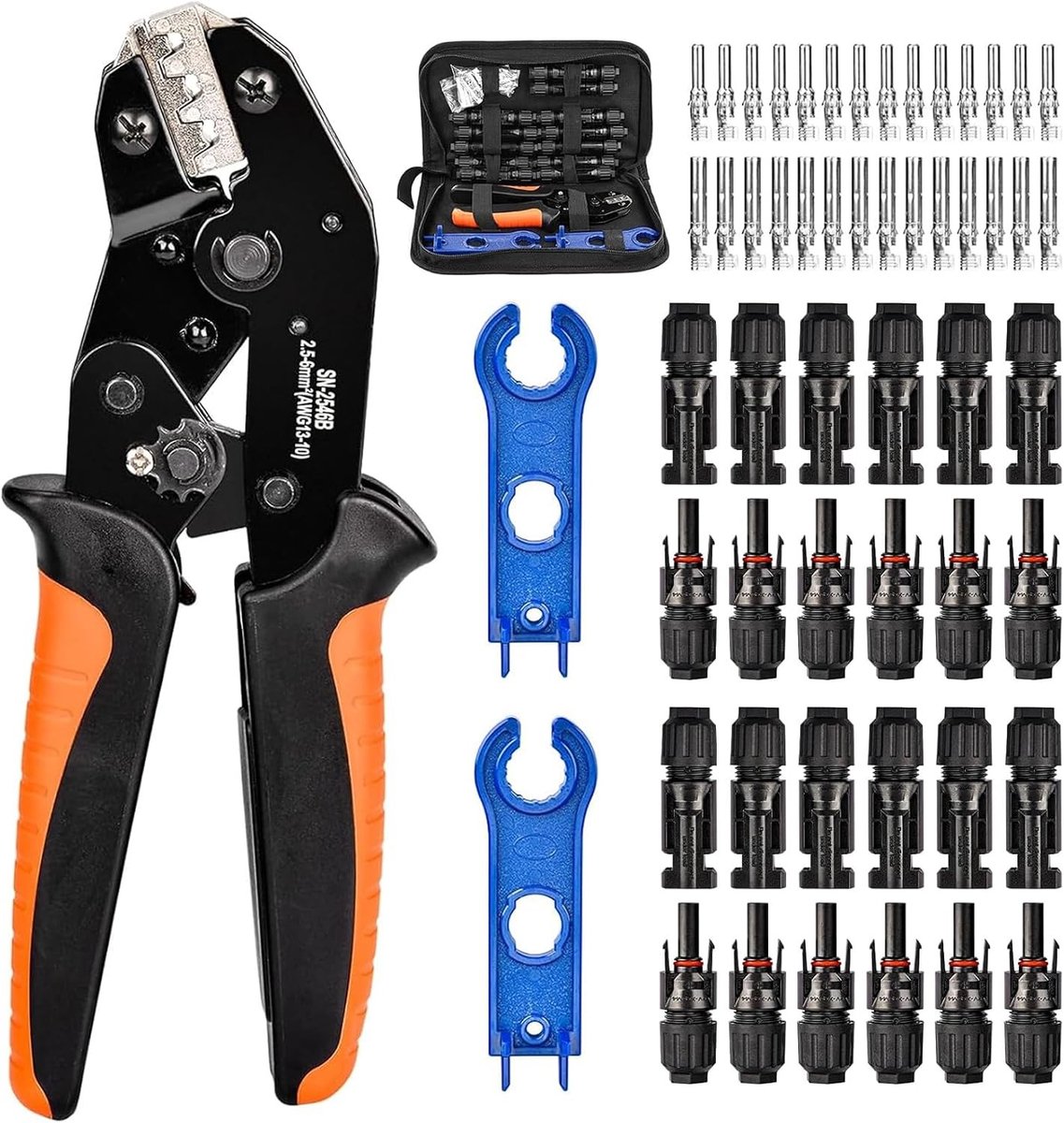 Crimpgereedschap set voor 2.5/4/6mm² zonnepanelen PV kabels, inclusief accessoires en gebruiksaanwijzing