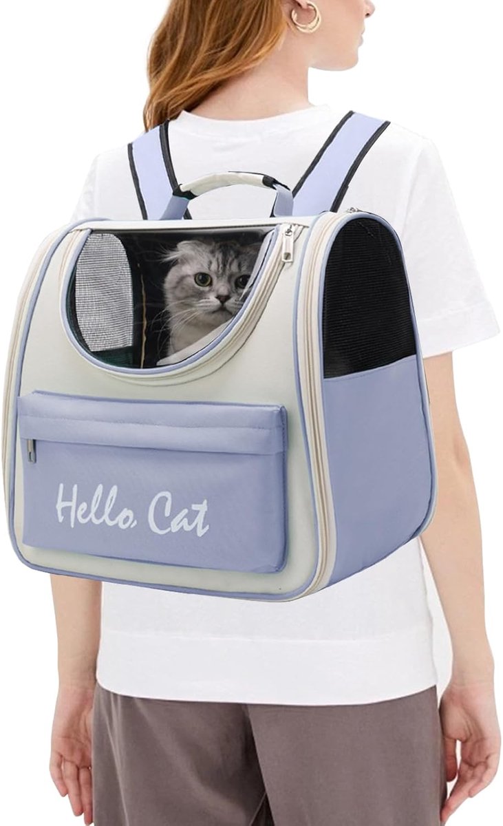 PETCUTE Cat Carrier Backpack, Breathable Pet Backpack Carrier with Indoor Safety Strap, Dog Travel Backpack with - ShopVlot