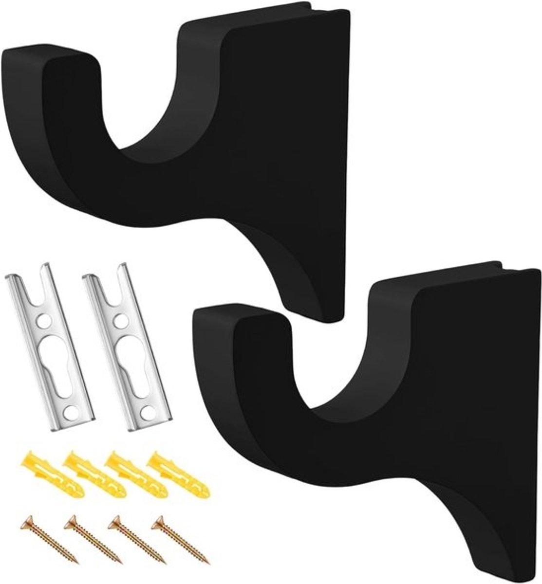 Houten stanghouders - Roedehangers - Voor het ophangen van gordijnen - Duurzaam massief hout - 2 stuks - Houtkleur