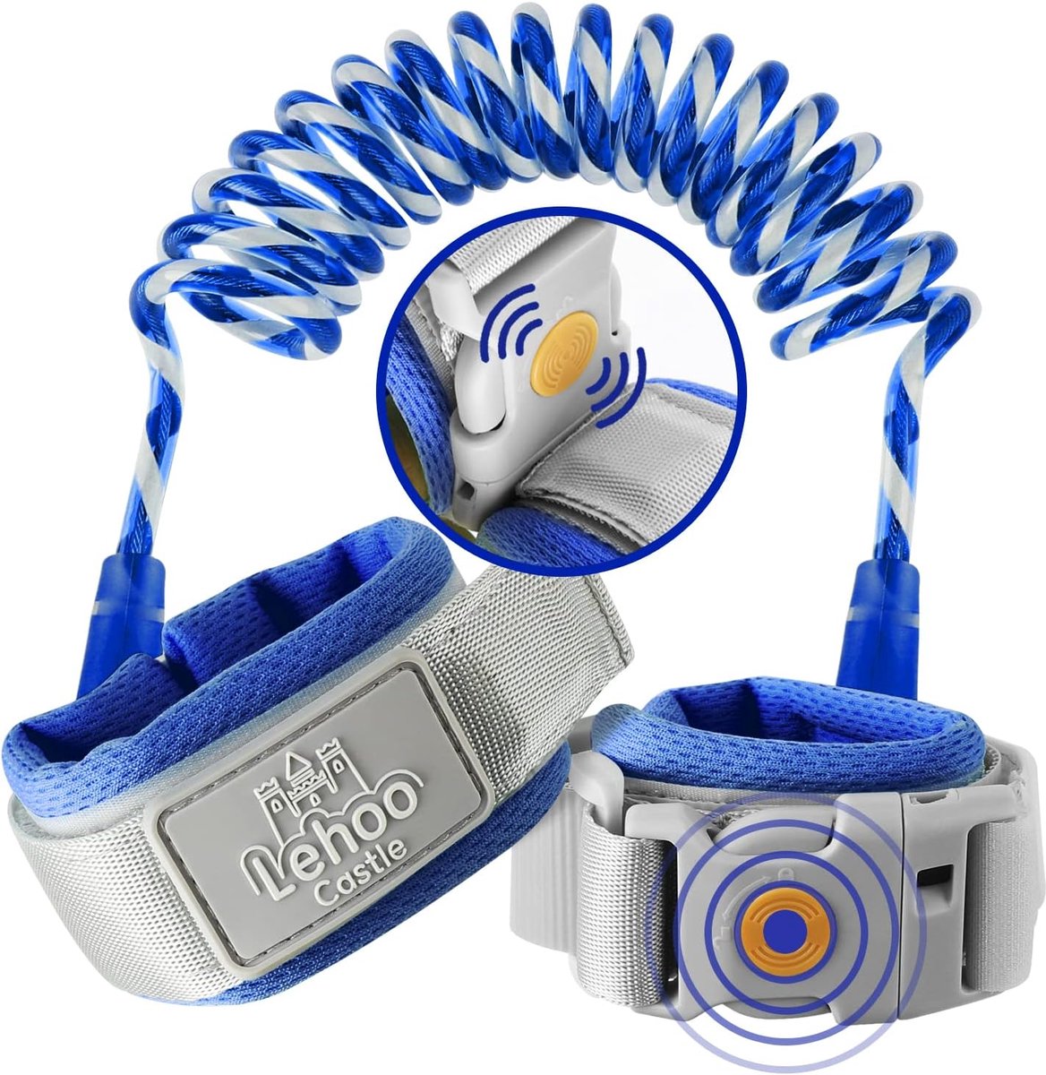 SnelShoppen - Lehoo Kasteel Kind Veiligheidsriem met Inductieslot, Anti Verlies Polsband voor Kinderen, Donkerblauw, Ideaal voor Buiten en Thuis