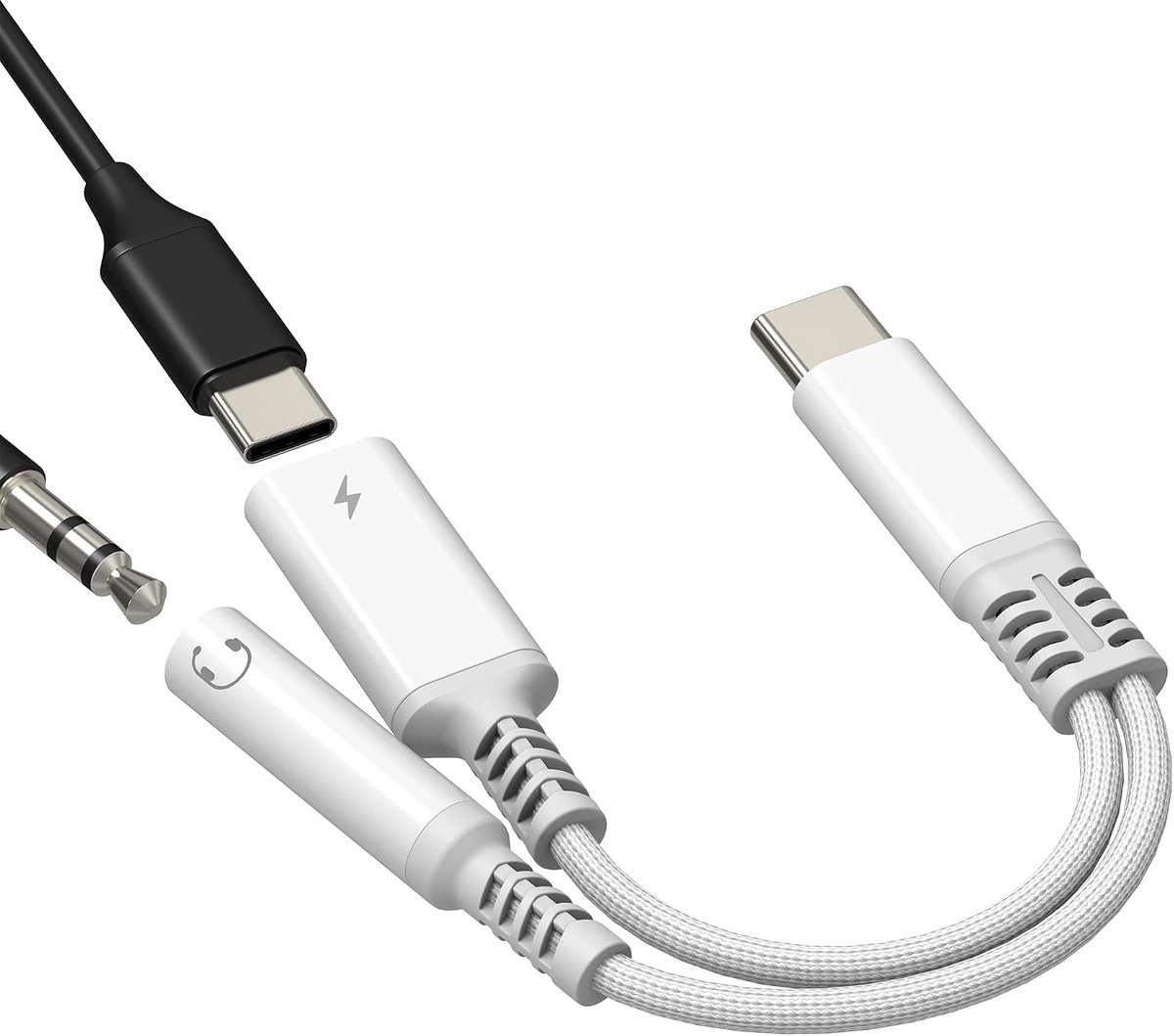 USB C Aux-adapter op hoofdtelefoon, audiokabel naar hoofdtelefoonaansluiting voor iPhone 17, 16, 15 Pro Max - ShopVlot