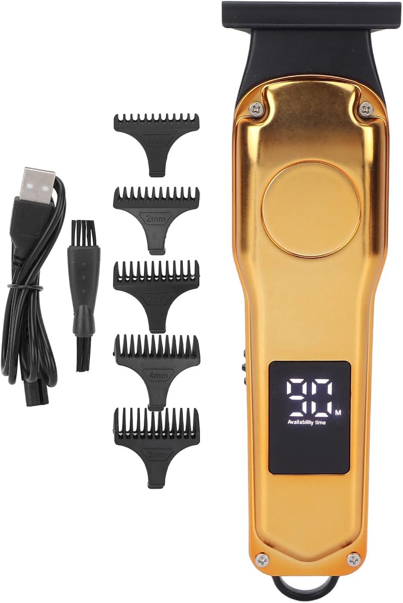 SnelShoppen - Professionele Haartrimmer met 5 Opzetkammen - Sterke Motor, Ergonomische Grip, Hoogwaardige Elektrische Haarknipper voor Mannen, Haarver