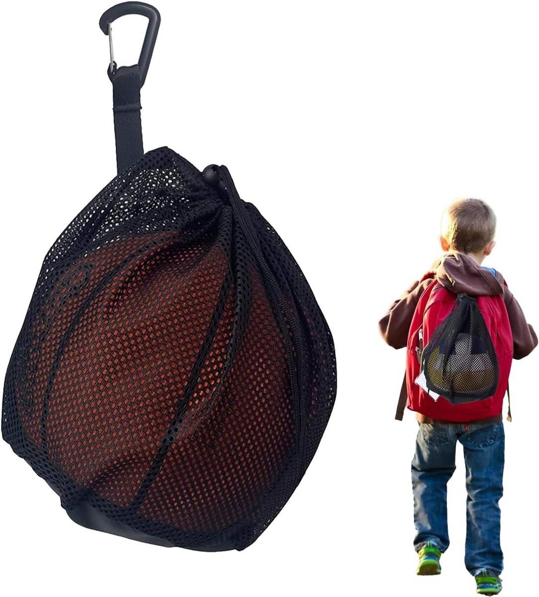 Ballenzak, ballennet, 1 bal, basketbaltas, voetbaltas, draagbare sporttas voor kinderen en volwassenen, draagbaar - ShopVlot