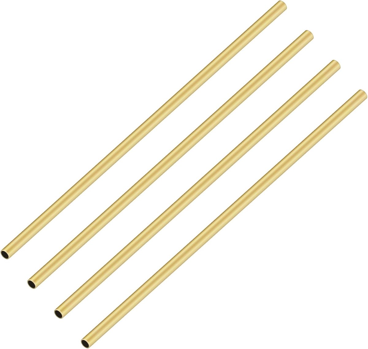 4-delige messing buis, 2 mm buitendiameter x 0,2 mm wanddikte 200 mm lengte metalen naadloze ronde buis voor tuindecoratie, DIY-ambachten