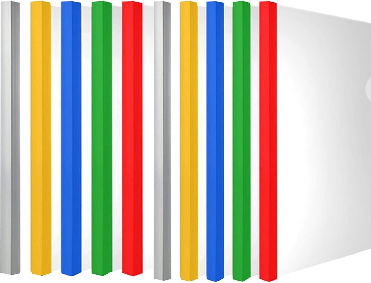 Duidelijke Rapporthoezen, 10 Stuks, Transparante Bestanden, Klemmap, Indeling en Opslag voor Documenten, 5 Kleuren, Geschikt voor Presentaties en Archivering