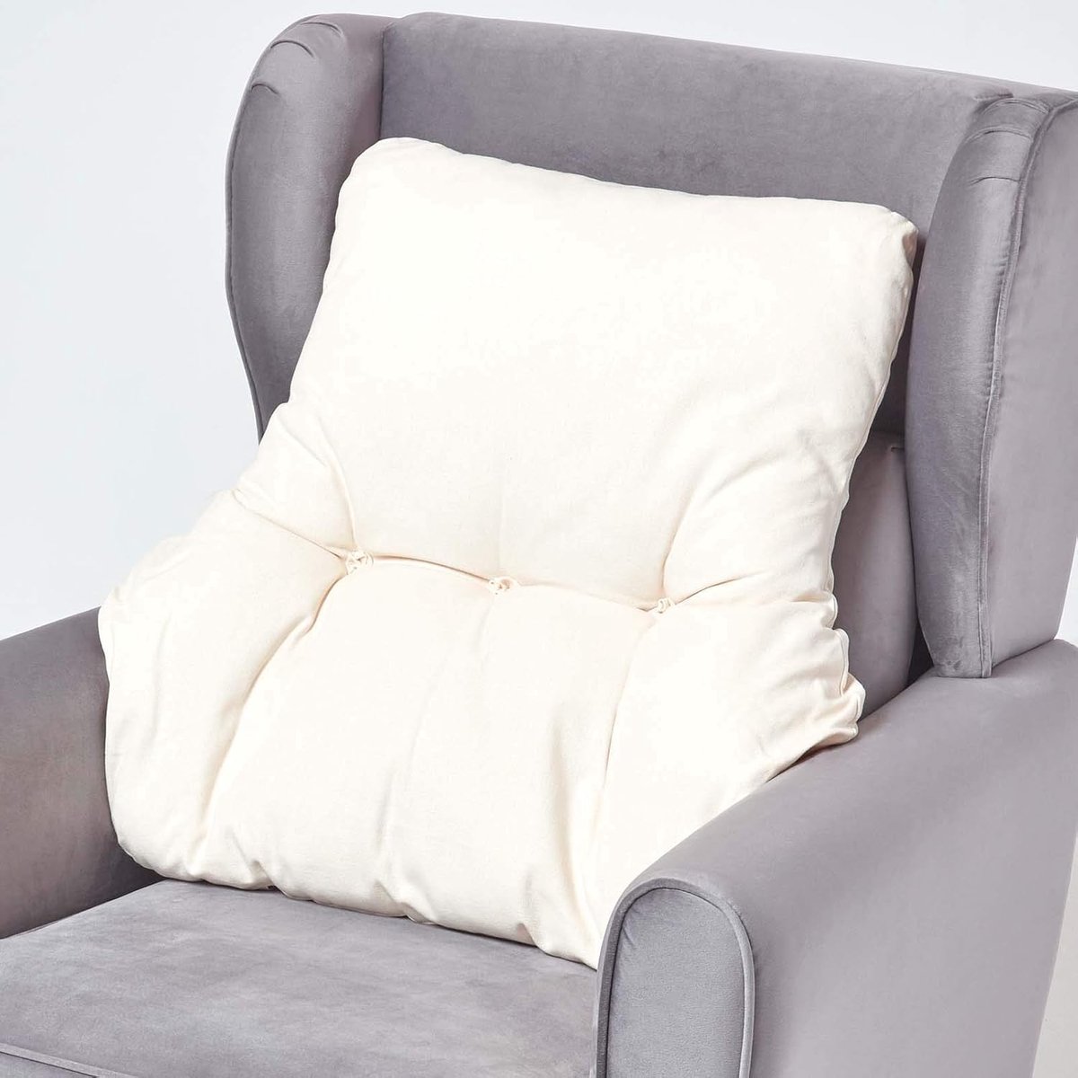 Orthopedische rugkussen om de rug en de wervelkolom te ontlasten - ergonomische lendensteun/lumbaalkussen/leeskussen voor thuis, op kantoor, bed en auto, créme