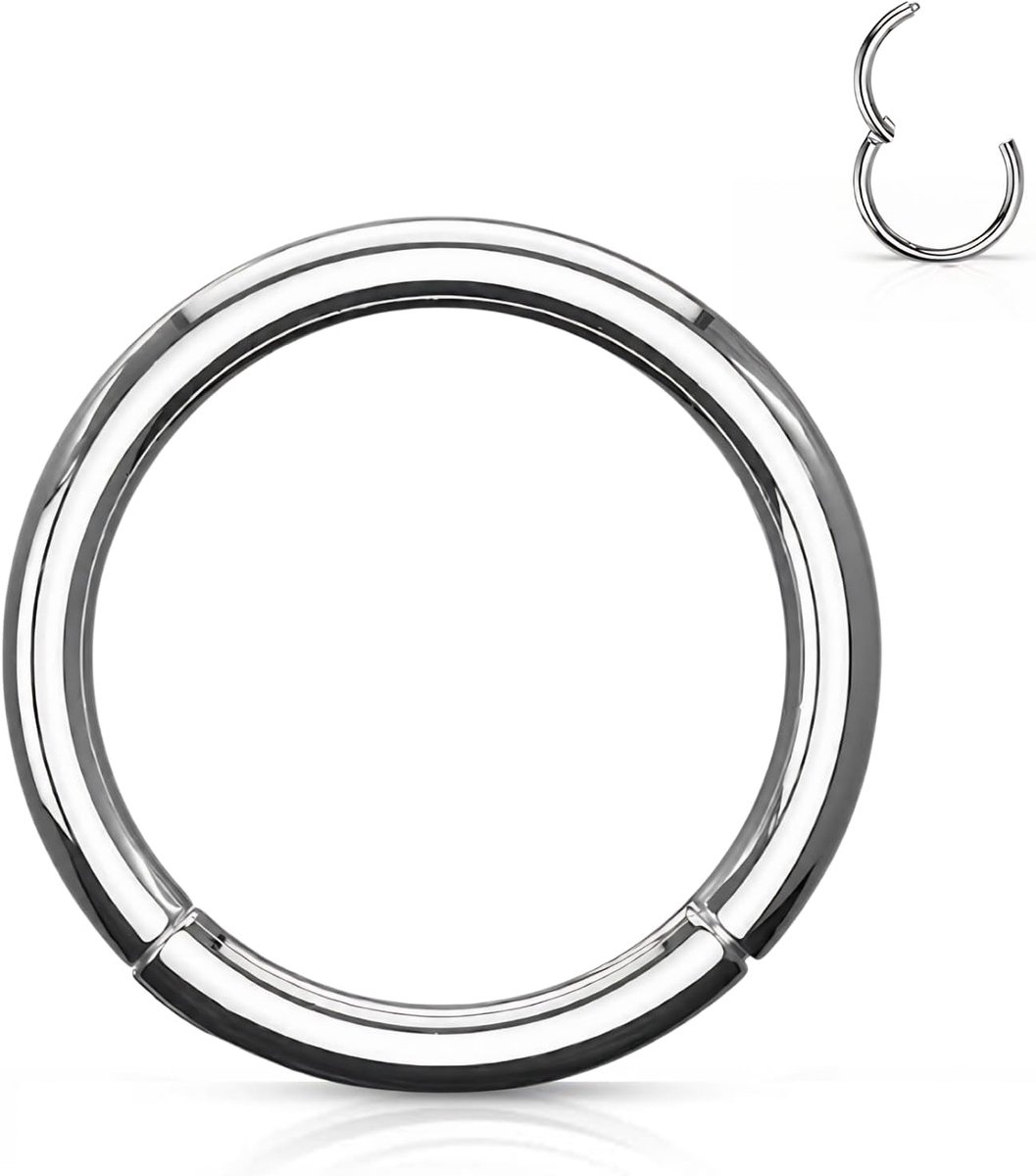 Clicker ring piercing segmentring zilver helix, tragus, oor, neusring, septum 6, 8, 10 mm