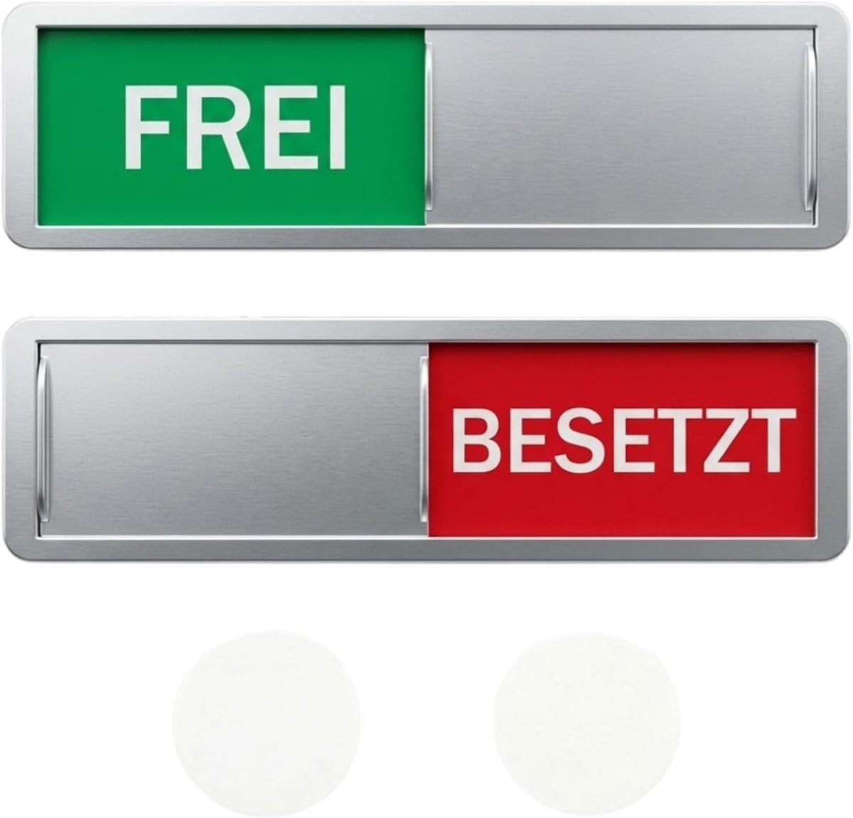 Besetzt Bord, magnetisch en zelfklevend, metalen deurbord met schuifmechanisme voor kantoor, vergaderruimte, praktijk en toilet, vrij/bezette weergave voor deuren, zilver, 17,7 x 5,2 cm