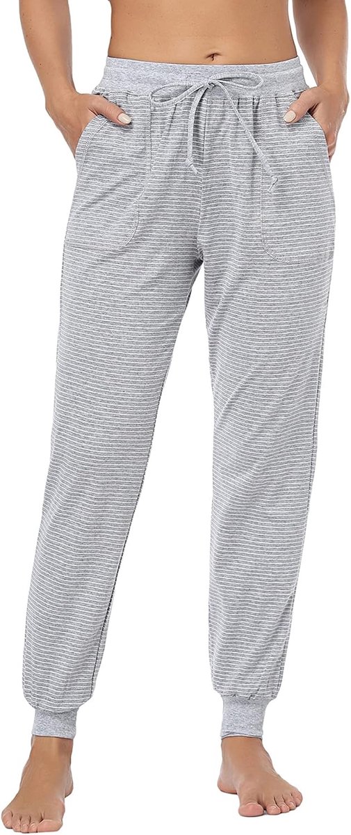 Pyjamabroek voor dames, lange slaapbroek, pyjamabroek, katoen