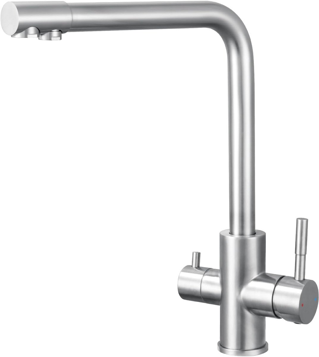 3-way kitchen tap with 2 lever mixer tap kitchen with hot and cold water and purified water, sink fitting 360° - ShopVlot