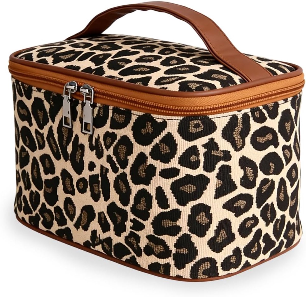 Make-uptas met luipaardpatroon, voor dames, make-uptas met luipaardpatroon, make-uptas voor op reis, grote inhoud - ShopVlot