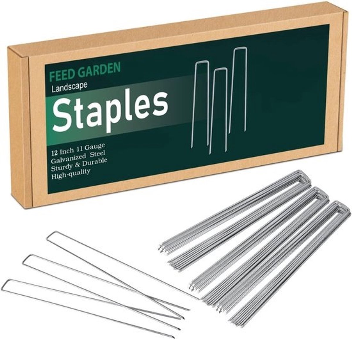 Landschapsnietjes - Tuinpennen - Voor het vastzetten in de tuin - Roestvrij - gegalvaniseerd staal - 19 cm lang - Zilver