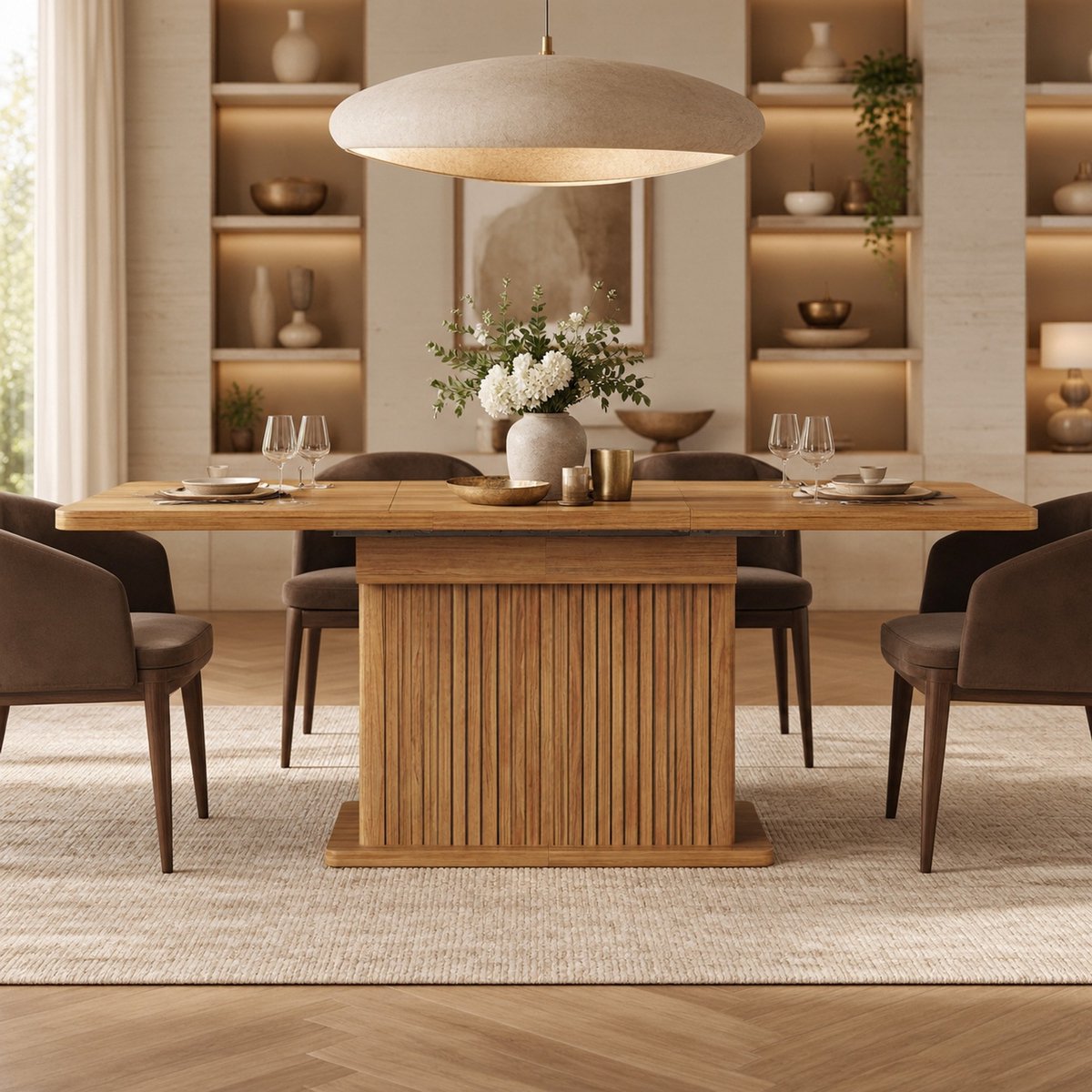 STILVORA Eettafel - Uitschuifbaar Met Verborgen Opbergruimte - Voor Eetkamer En Werkplek - MDF En Metaal - 120-160x80x76 Cm - Donkerbruin