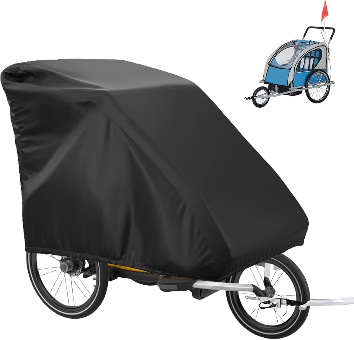 Vouwgarage voor fietsaanhanger, 420D Oxford waterdichte afdekking, fietsaanhanger met uv-bescherming, universele regenbescherming, fietskar voor fietsaanhangers en hondenaanhangers (140 cm x