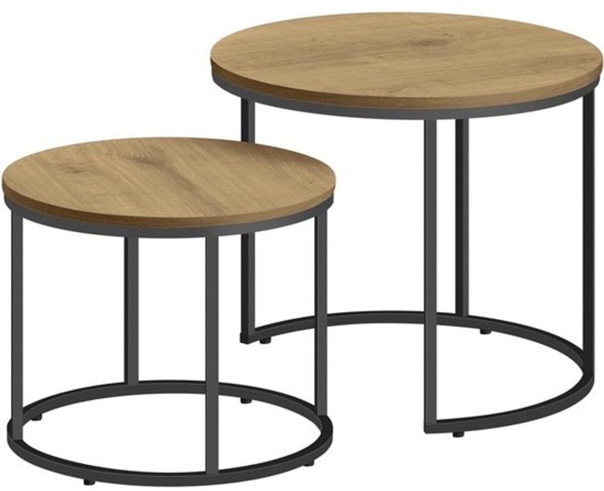 Ronde salontafel - set van 2 - Industrieel design - voor woonkamer