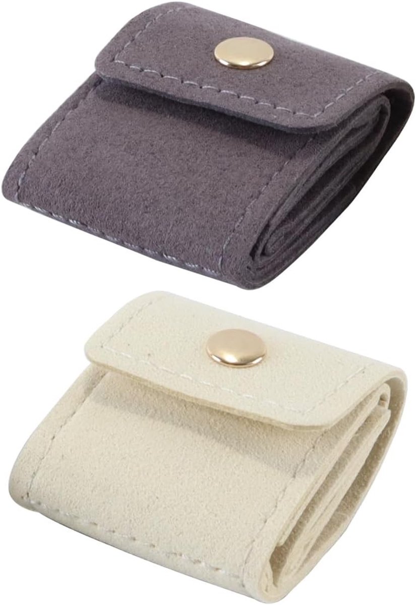 Mini-reistas voor sieraden - Opvouwbare organizer voor oorbellen, ringen en kettingen, compact en praktisch (beige, grijs)