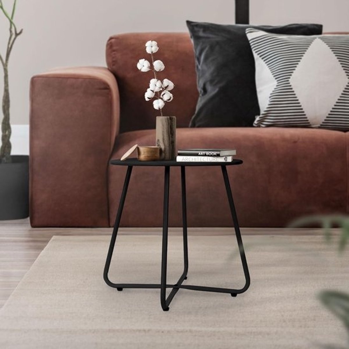 Ronde salontafel - Ø 44,5 cm - Moderne bijzettafel - voor binnen en buiten