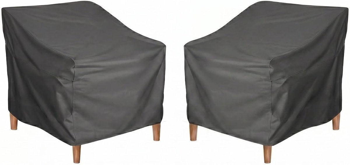 Set van 2 beschermhoezen voor tuinstoelen, 420D, 80 x 85 x 91,5 cm, zwart, waterdicht, scheurvast, weerbestendig, balkonmeubelafdekking, outdoor stoelhoes, tuinstoelen, tuinmeubelen