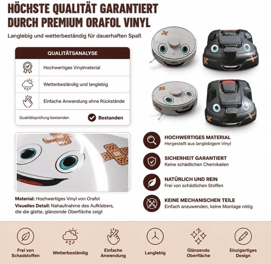 Gezichtsoog voor Stofzuigerrobot Maairobot Wischroboter Thermomix Stofzuigerrobot Vuilnisbakken Decoratie Sticker Set Robot — afbeelding 3