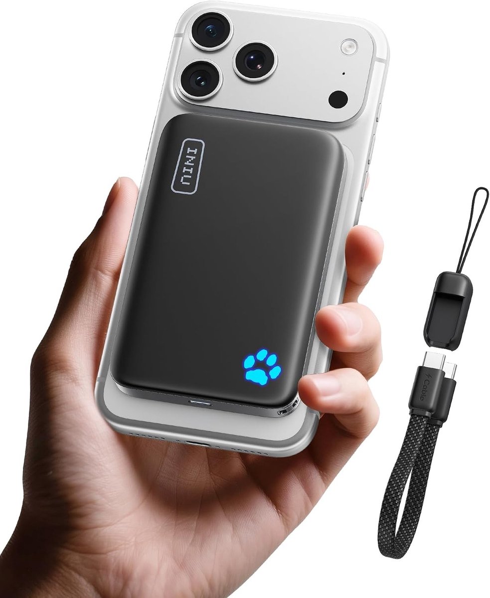 Compacte 10000mAh Powerbank voor MagSafe - Draadloze Qi2 Certificering, 25W Snelladen en 45W USB-C, Magnetische Batterij voor iPhone 17-12, Ideaal voor Reizen en Vliegtuiggebruik