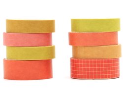 YUBBAEX Dunne Washi Tape-set, 8 rollen, masking tape, kleurrijk, voor kunst, doe-het-zelf, handwerk, dagboek - ShopVlot