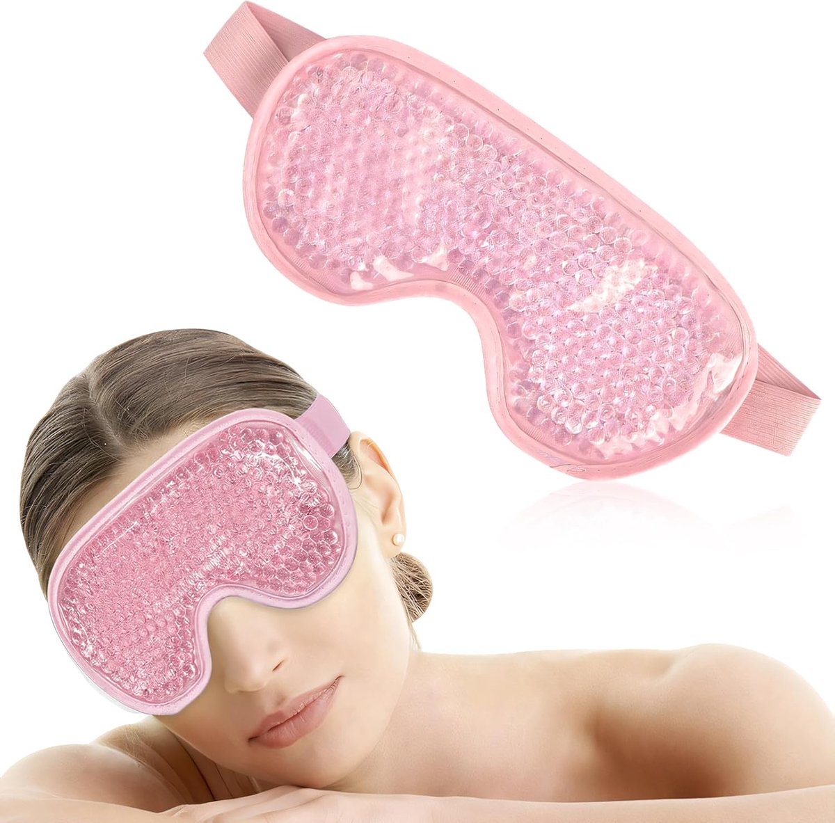 Koude oogmasker - herbruikbaar - roze - verlichting bij migraine en vermoeide ogen - ShopVlot