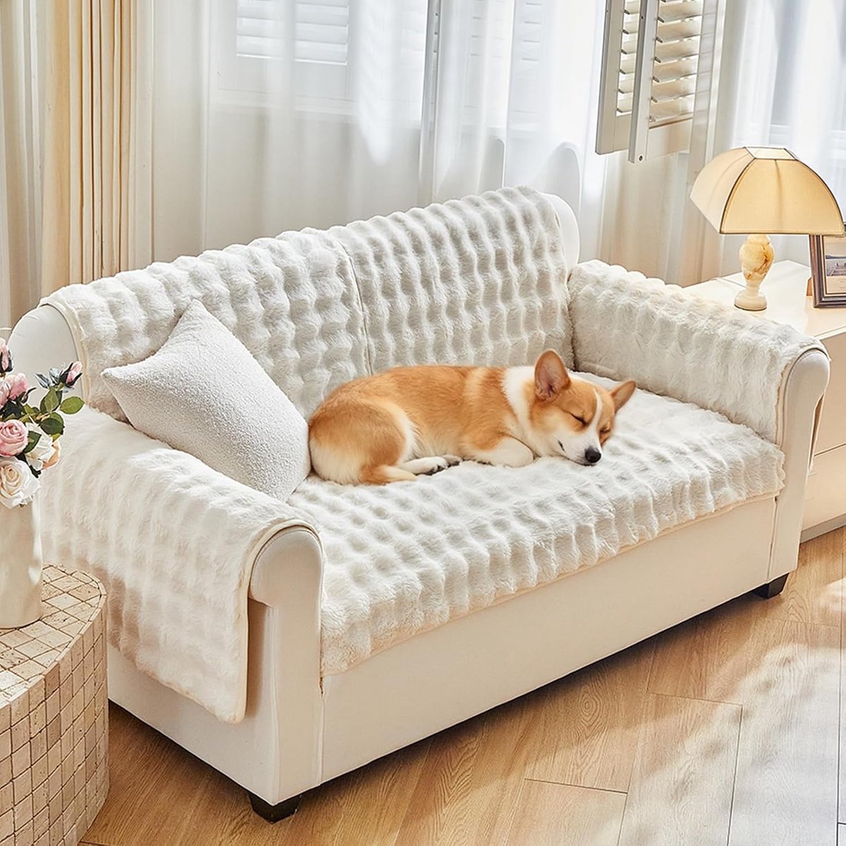 Wasbare Pluche Sofahoes - Antislip en Waterdichte Bescherming voor 1, 2, 3, 4 Zits Banken - Beige 70x70cm, Ideaal voor Meubels en Interieurdecoratie