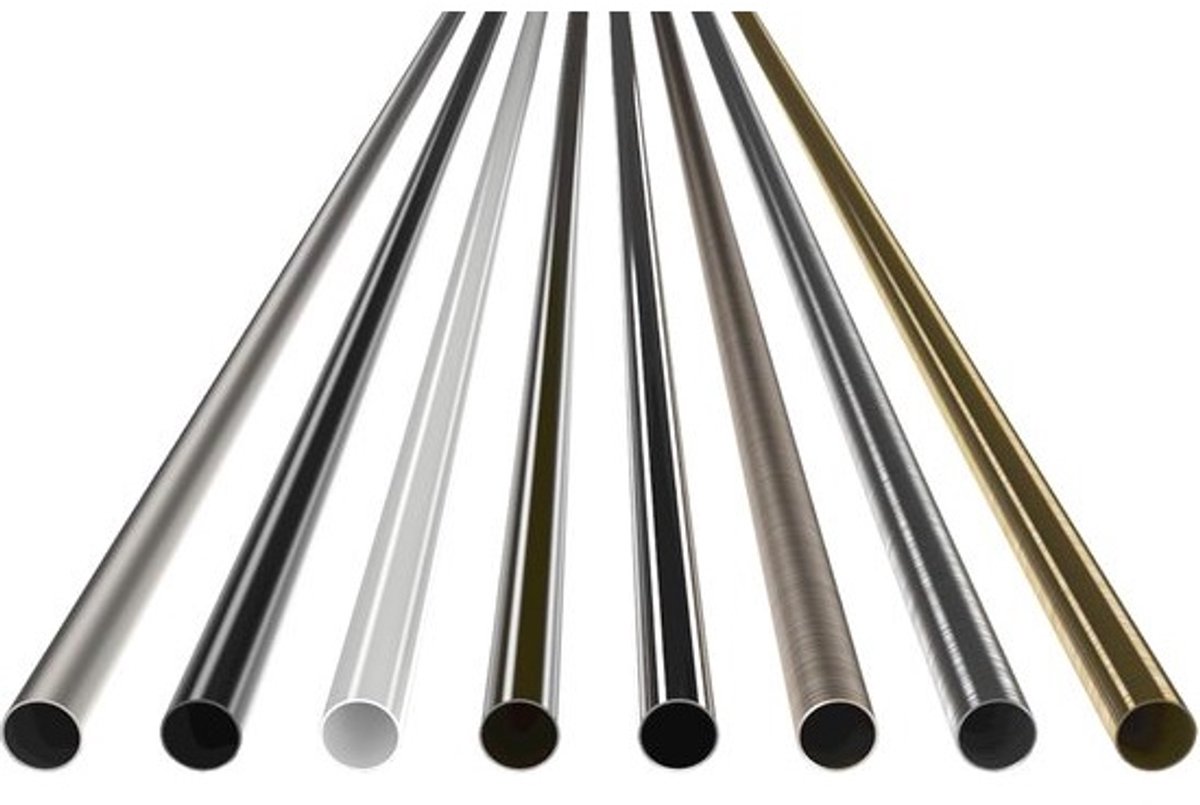Lange stalen gordijnroede - 160 cm - Matzwarte metalen buis - Ø 16 mm