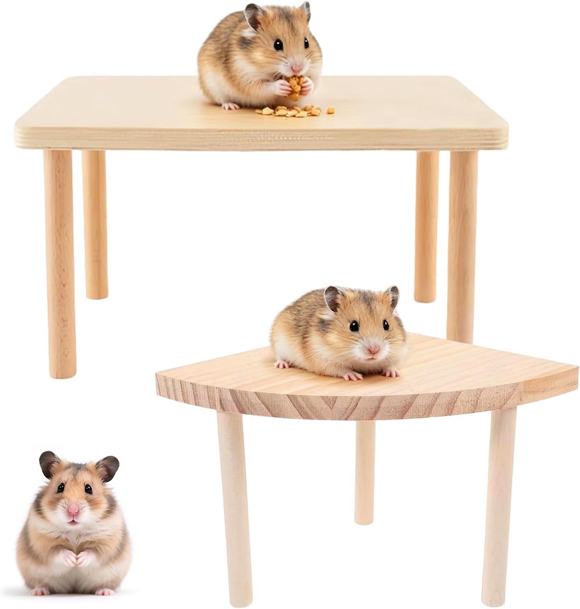 2 stuks hamsterplatform, accessoires voor hamsterkooi, geschikt voor hamsters, konijnen, chinchilla's en cavia's, biedt kleine huisdieren meer ruimte om te klimmen, uit te rusten en te spelen