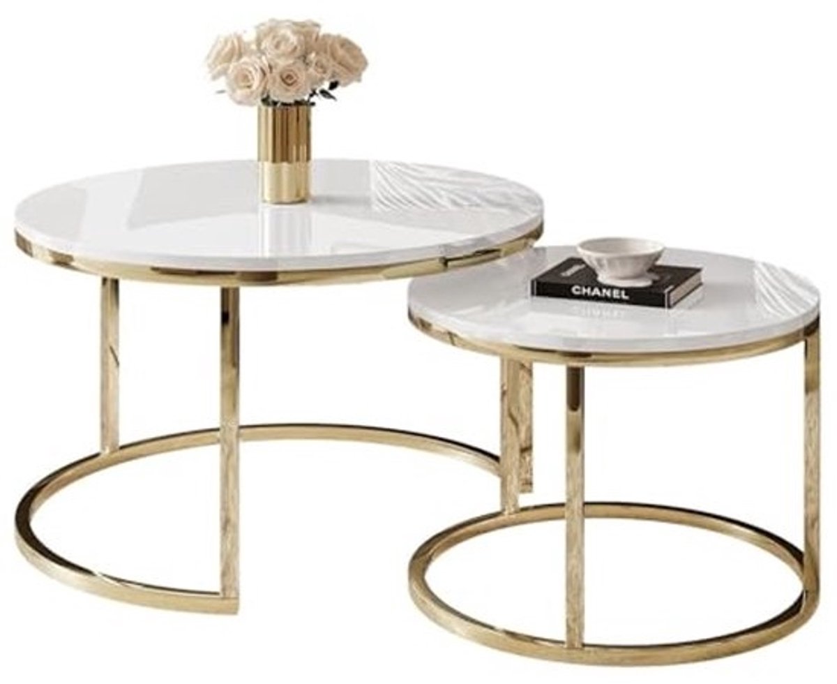Ronde salontafelset van 2 - 2-in-1 bijzettafel en salontafel - Industrieel design
