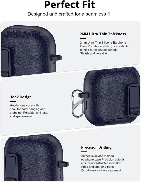 Hoes voor Huawei FreeClip 2 oordopjes, zachte TPU+PC cover, waterdicht, toergy schokbestendig, krasbescherming, eenvoudig te dragen, met sleutelkoord & sleutelhanger en reinigingskit (blauw) — afbeelding 2