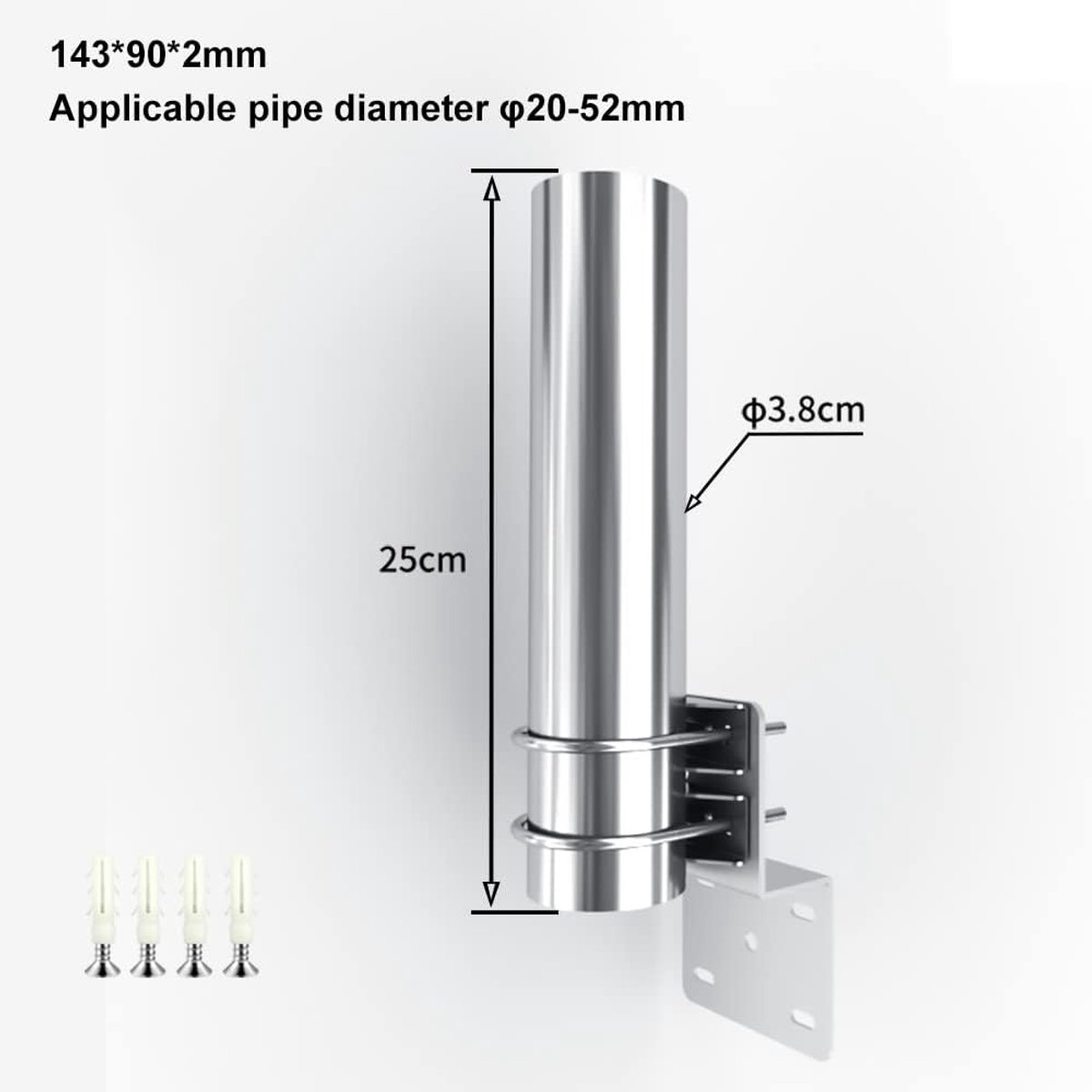 Pole Mount, Outdoor Universele Antenne Mast Pole, Thuis Buiten Mount Pole Beugel voor Signaalversterker 9,8 "Lengte Antenne Mounting Pole