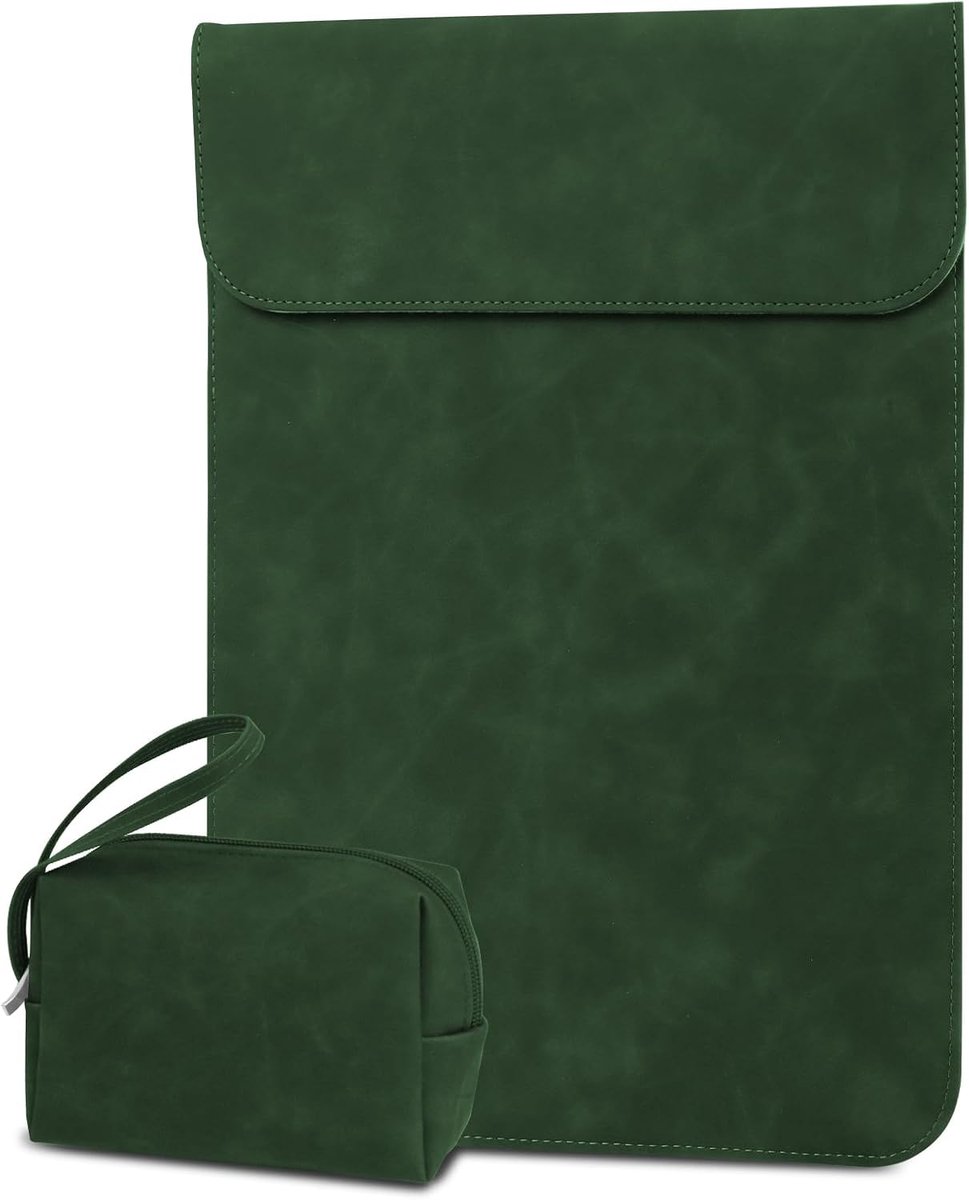 Laptophoes 13,3-14 inch laptoptas met accessoirevak voor MacBook Pro 14 M5/M4/M3/M2/M1 2026-2021, MacBook Pro/Air 13,3, 13,5" 13,8" Surface Laptop, HP Spectre X360 13/14 laptoptas, groen