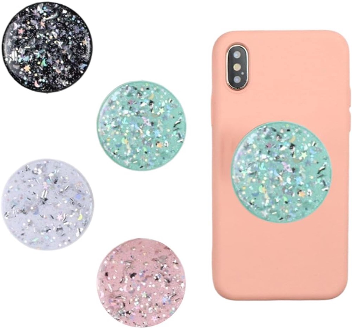4 stuks ringhouders voor mobiele telefoon, 360 graden draaibaar, uitbreidbaar, mobiele telefoonbasis, smartphone voor mobiele telefoons, tablets, selfies, video's, premium accessoires