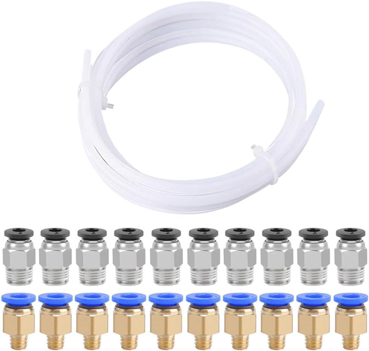 5 Meter 3D Printer PTFE Teflon Tube met 10 Pneumatische Connectoren PC4-M6 en PC4-M10 voor Verbeterde Filamentdoorvoer