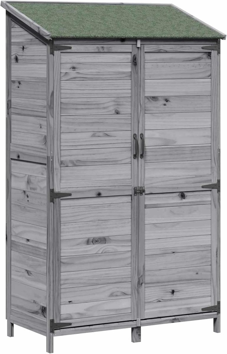 Tuinschuur grijs 106,5 x 56 x 176 cm massief hout van sparrenhout