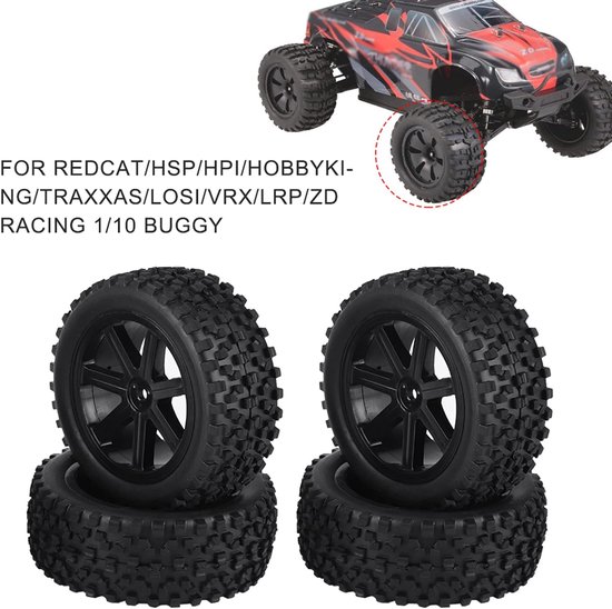 4 Stuks 1/10 RC Truck Rubberen Wiel voor ZD Racing Buggy — afbeelding 2