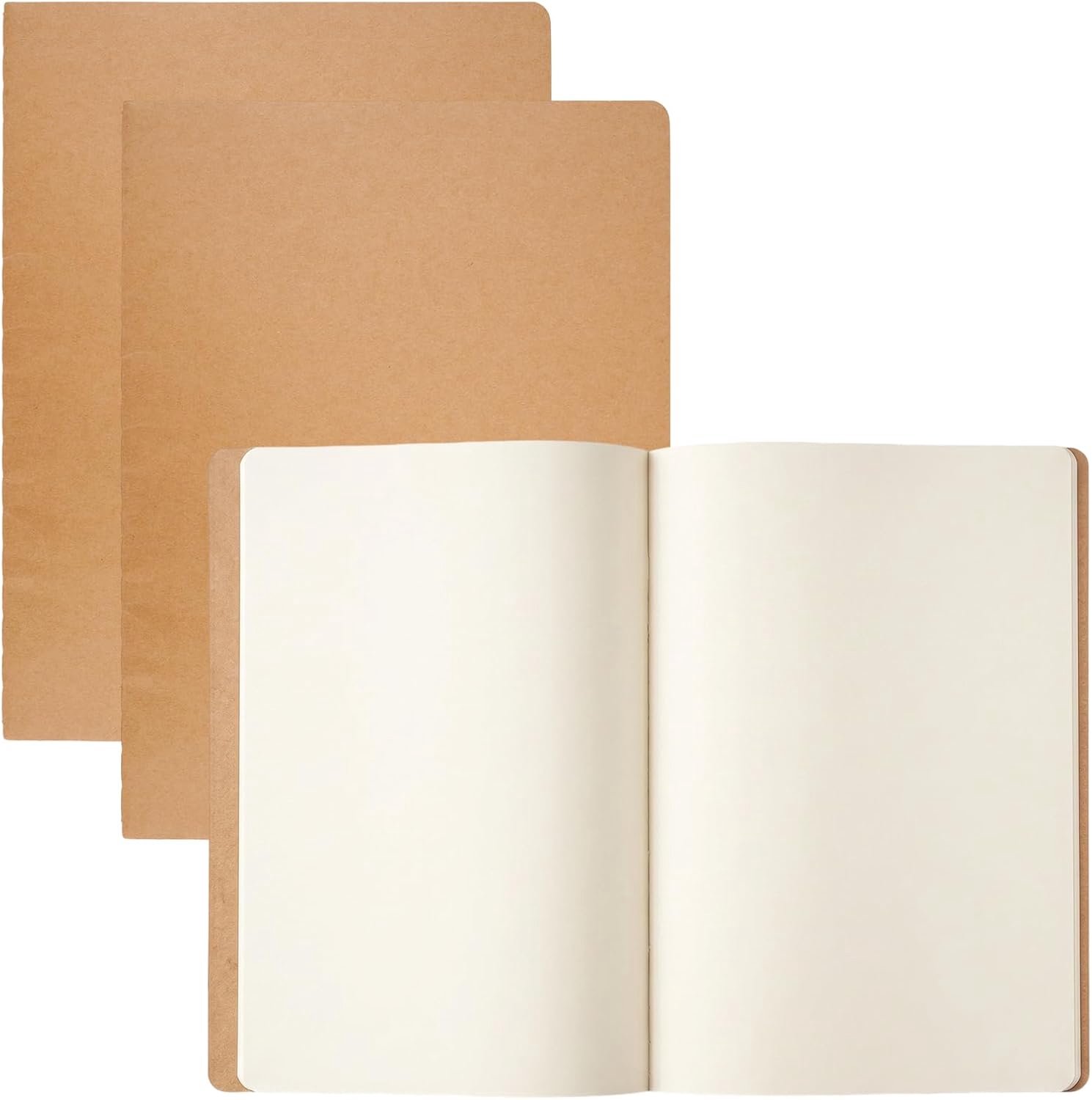 3 Stuks Lege Notitieboek A4 Tekenen, 68 gsm Blank Kraft Notitieboeken - ShopVlot