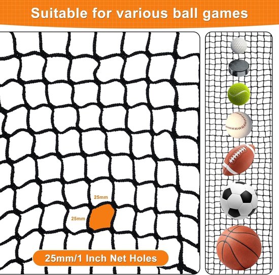 Golfnet 4 x 4 m zwart polyester - duurzaam trainingsnet voor driving range & tuin - ShopVlot — afbeelding 2