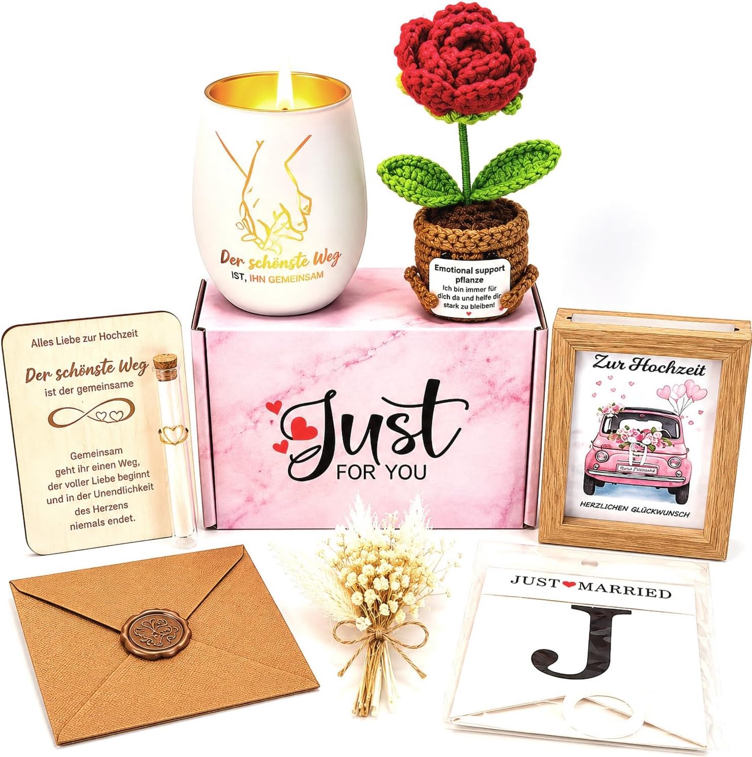 Romantische huwelijkscadeauset voor bruidspaars, met geschenkdoos