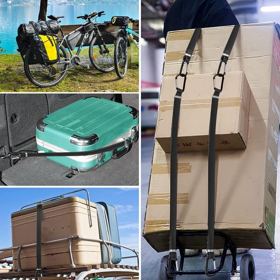 Bagagespanner met Karabijnhaak, 2pcs 100cm Bungee Koorden Elastische Banden met Haken, Elastische Bagageriemen, UNOLIGA Spanriemen voor Fiets, Motorfiets, Auto, Dekzeil, Tent, 100% Latex, Robuust — afbeelding 3