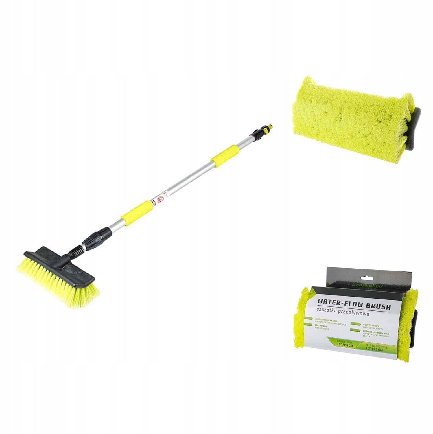 Hoekige Doorstroomborstel 25 cm met Telescoopsteel voor Autodetailing