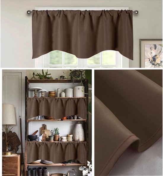 Vitrage kort gordijn keuken bistrogordijn raamgordijn halfgordijn raamgordijn vitrage voor badkamer woonkamer 132 x 46 cm wijnrood — afbeelding 5