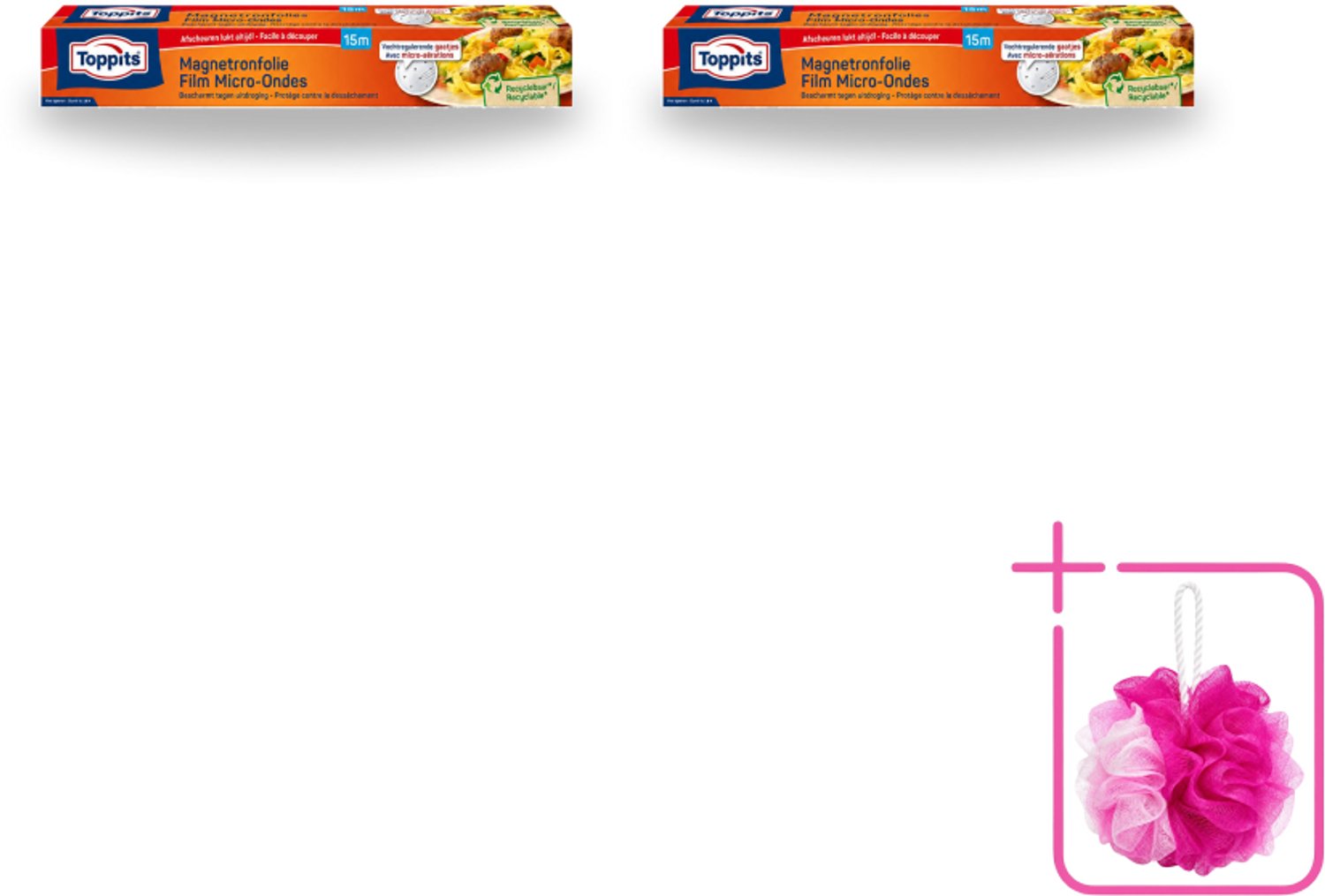 2 x Toppits – Magnetronfolie – 15 m - Bulkverpakking - Microgolffolie - Douchemop - Vochtregulerende gaatjes